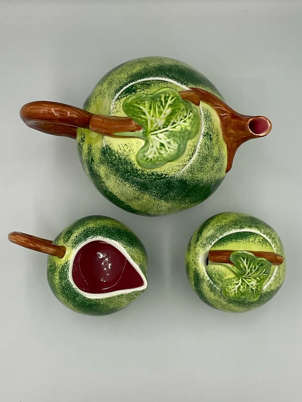 Vintage Pier 1 Ceramic Watermelon 3pc Tea Set
